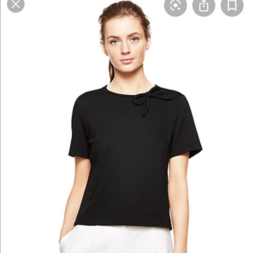 Kate Spade Bow Neck Top Slightly Cropped Black New